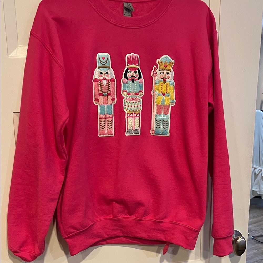 Gildan Red Crewneck Sweater with Nutcracker Design